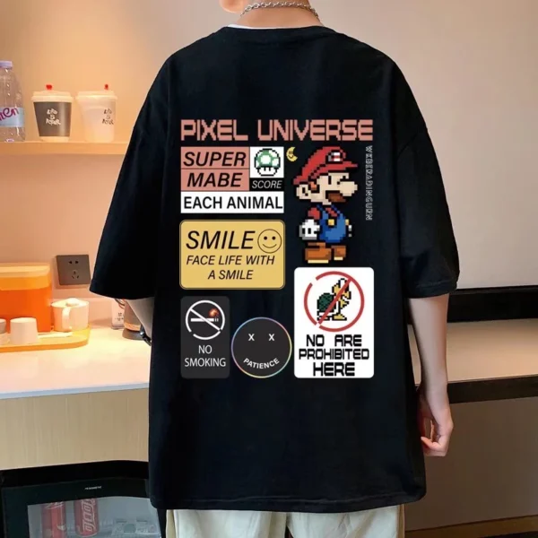 caroo Korean T-shirt trendy fashion casual unisex Cartoon printed oversized