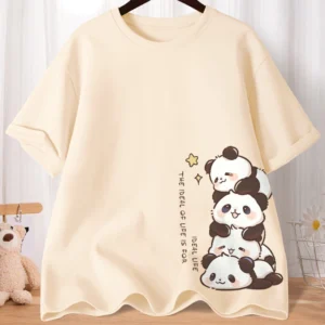 Cartoon Cute Sweet Printed Short Sleeve T-shirt (Panda)
